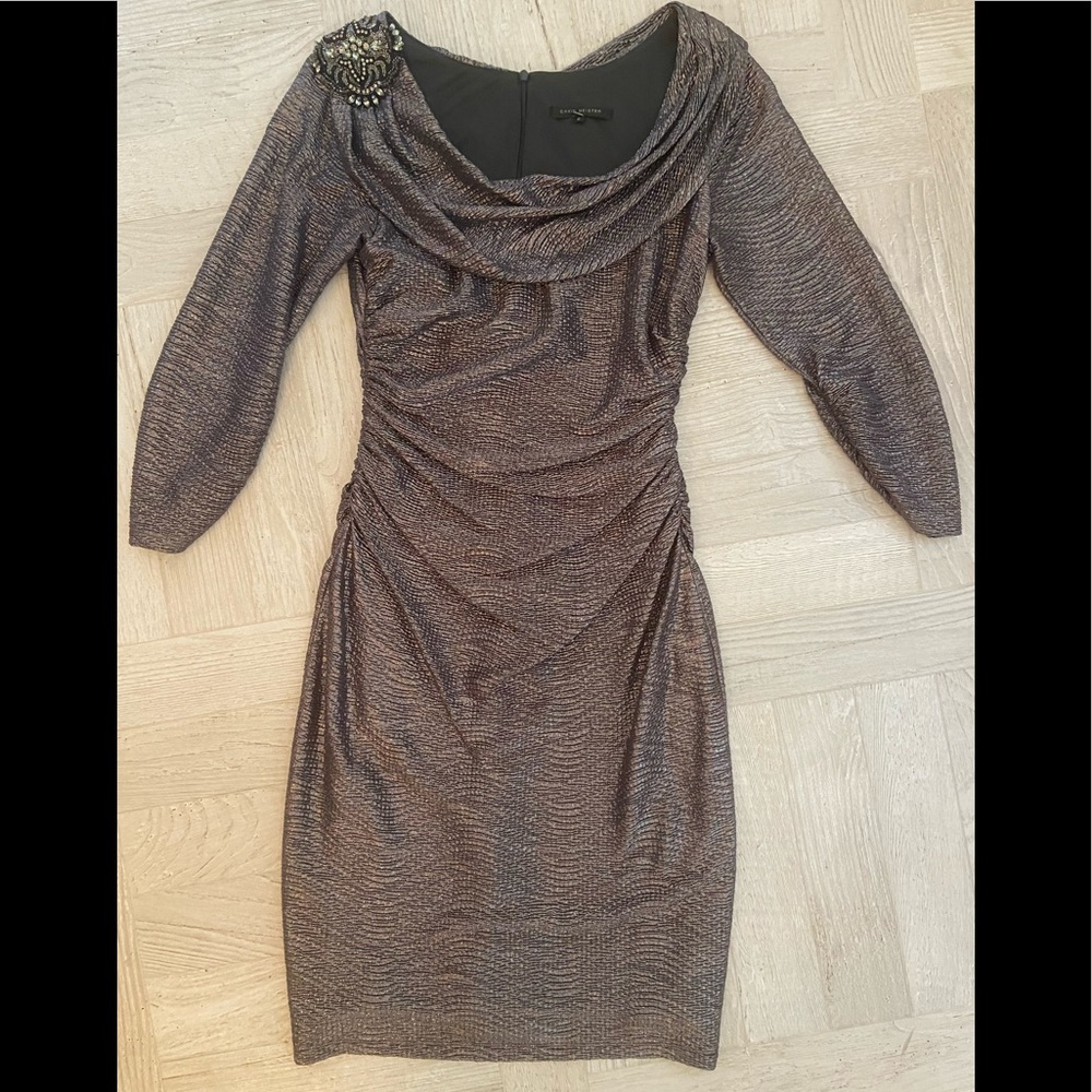 DAVID MEISTER BLACK/GOLD DRESS W/MEDALLION- 6
